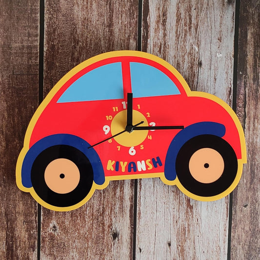 Kids Room Wall Clock Car Shape