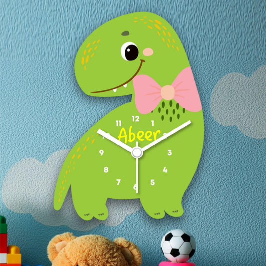 Kids Room Wall clock Dino Shape