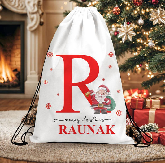 Christmas theme drawstring bag Personalized